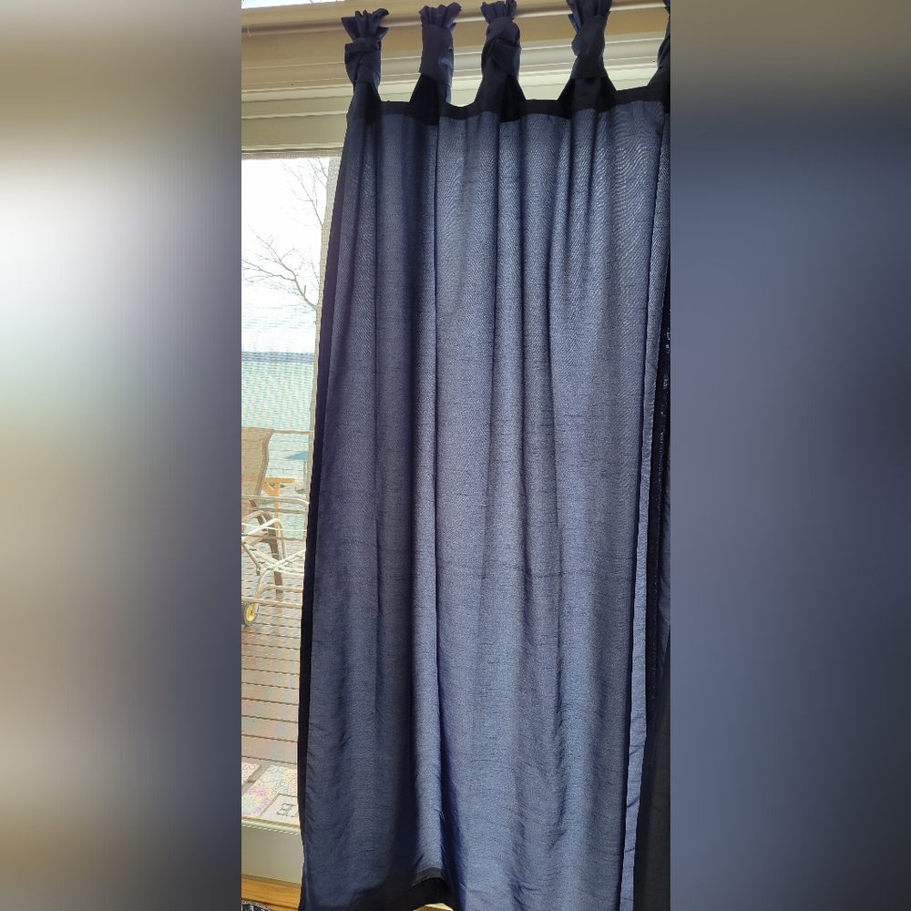 Madison Park Navy Blue With White Lining Room Darkening Curtain Set (2 Panels)